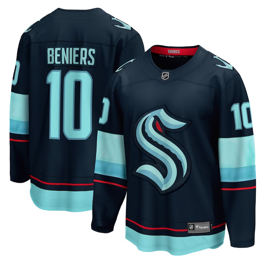 Men's Seattle Kraken Matty Beniers #10 Deep Sea Blue Premier Breakaway Jersey